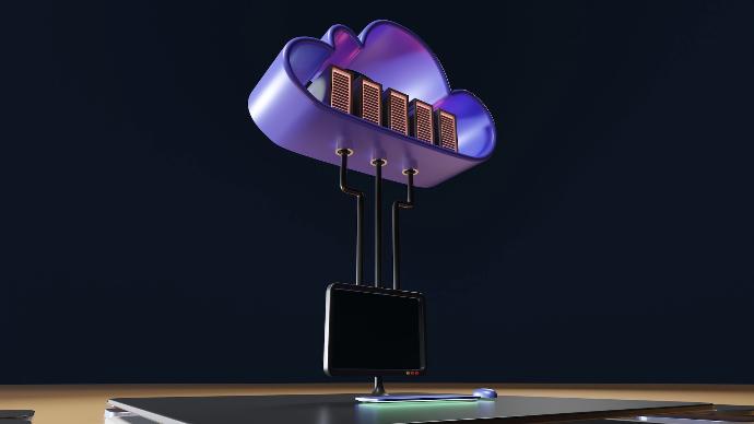 a computer tower with a purple light